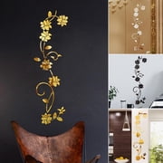 Fancy 3D Flower Mirror Wall Sticker for Bedroom Living Room Sofa Backdrop Tv Wall Background, 3D Removable Acrylic Wall Decor Decal Sticker for Home Decoration Silver