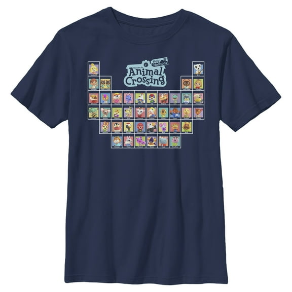 Boy's Nintendo Animal Crossing New Horizons Periodic Table of Characters Graphic Tee Navy Blue Small