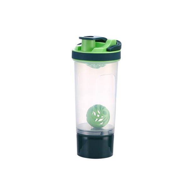 Botella de Agitador de Proteínas, Botella de Agua Deportiva de Fitness de Doble Capa Portátil de 700 Ml, Taza de Escala de Plástico Verde para Polvo de Proteínas, Botellas de Agitador de 25,5 X 10,5 C