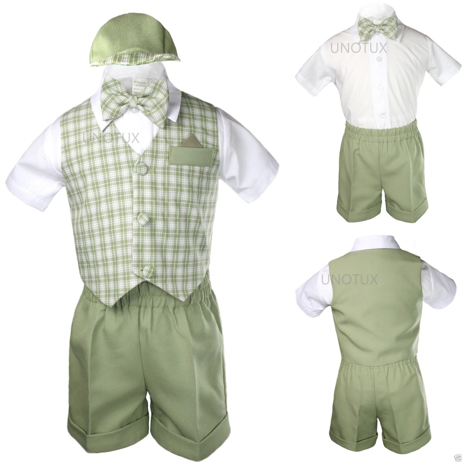 Sage Green Checks Gingham Vest set 