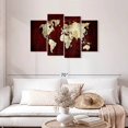 thumbnail image 2 of Elephant Stock White On Red World Map Wall Art - Horizontal Multi Panel Canvas - Living Room Wall Decor - Map Multi Panel - Red And Gray Decor - 43" x 27", 2 of 4