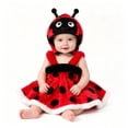 thumbnail image 2 of RUINIXCW Baby Girls Ladybug Fashion Halloween Dot Print Sleeveless Romper Dress with Hat 2Pcs Outfit, 2 of 9