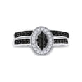 thumbnail image 2 of Sterling Silver Round Black Color Enhanced Diamond Bridal Wedding Ring Band Set 1/2 Cttw, 2 of 4