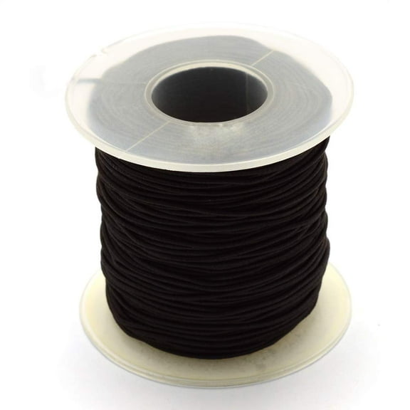 1 Roll Round Elastic Cord Black 1.2mm Diameter Fiber Outside Inside 43.74 Yards per Roll Stretch Cord for DIY Crafting Sewing Projects