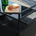 thumbnail image 3 of Sumdeal Outdoor Patio Wine Serving Cart,with Storage Cabinet &Shelves, w/Wheels,Rattan Patio Bar Table,for Backyard, Poolside, Garden, Kitchen,Black, 3 of 7