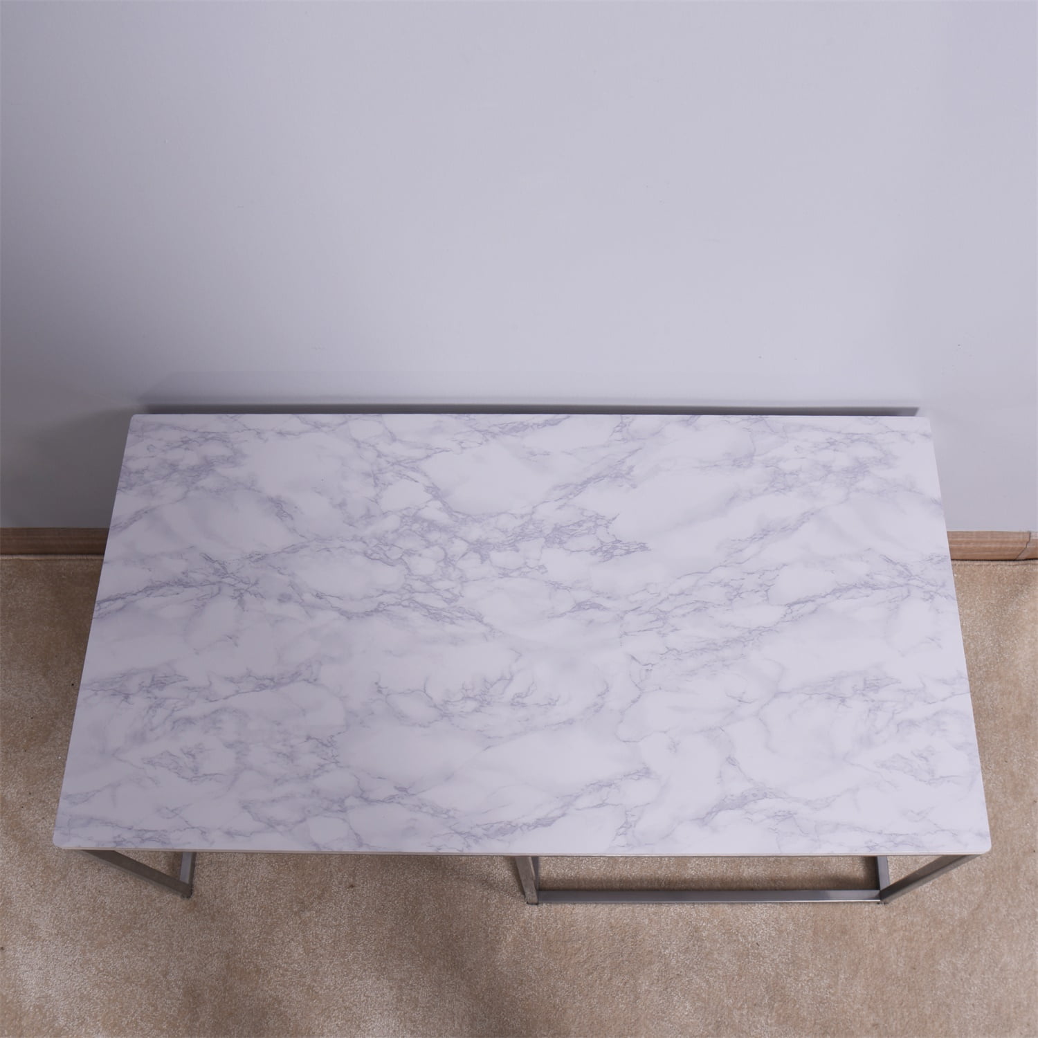 Living Room White Nesting Table, Coffee Table with Wooden MarbleTop, Metal Legs, White Living Room White Nesting Table, Coffee Table with Wooden MarbleTop, Metal Legs, White