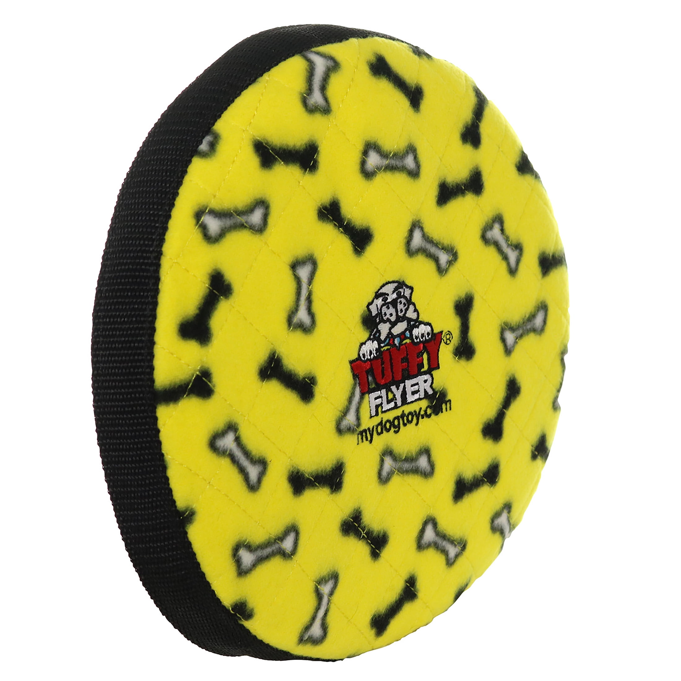 Tuffy Ultimate Flyer Yellow Bone Durable Plush Squeaky Dog Toy
