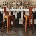 thumbnail image 3 of Flash Furniture Kai Commercial Grade 30" High Orange Metal Indoor-Outdoor Bar Height Stool with Removable Back and Teak All-Weather Poly Resin Seat, 3 of 13