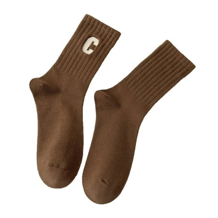

Women Combed Cotton Embroidered Letter Big C College Style Sports Socks Socks