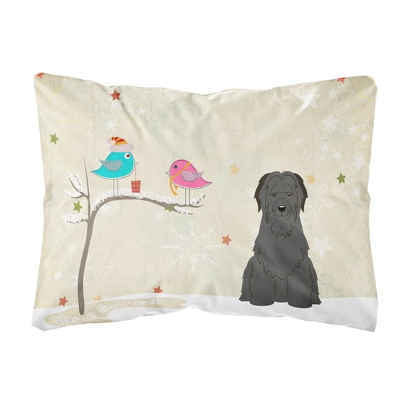 Carolines Treasures BB2553PW1216 Christmas Presents between Friends Briard - Black Canvas Fabric Decorative Pillow, 12H