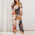 thumbnail image 2 of Yiaed Butterfly Floral Elegance Print Pajamas Women's Long Sleeve Sleepwear Soft Button Down Loungewear Pjs Lounge Set Nightwear Womens Pajama Pants-Large, 2 of 7