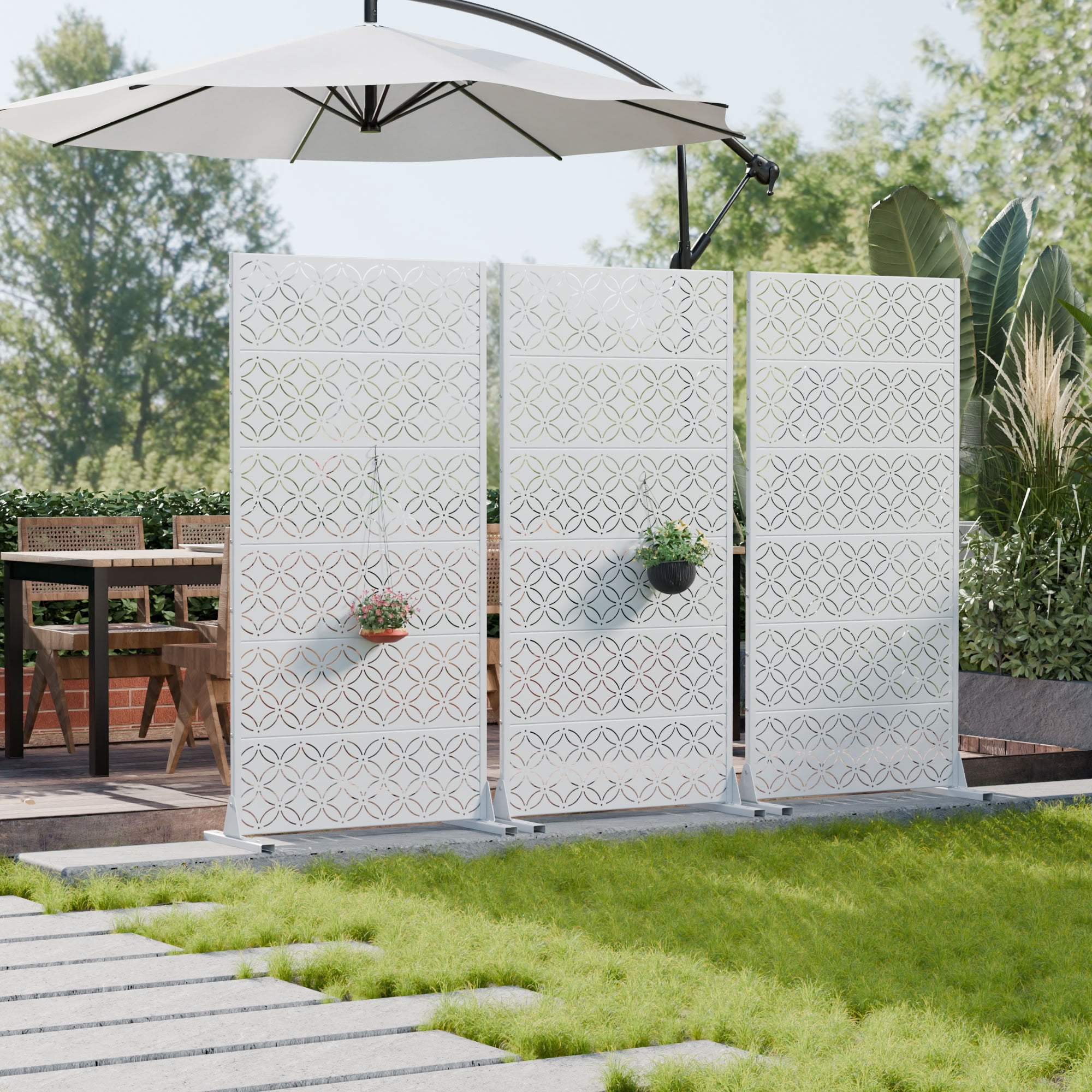 MAYEERTY 72*35in Outdoor Privacy Screen, Easy Assembly Metal Privacy Fence, Privacy Panel for Patio, Balcony, Backyard, Garden