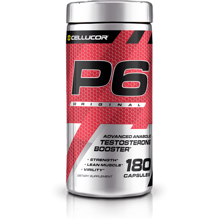 Cellucor P6 Original Testosterone Booster For Men, Build Advanced Anabolic Strength & Lean Muscle, Boost Energy Performance, Increase Virility Support, 180 Capsules