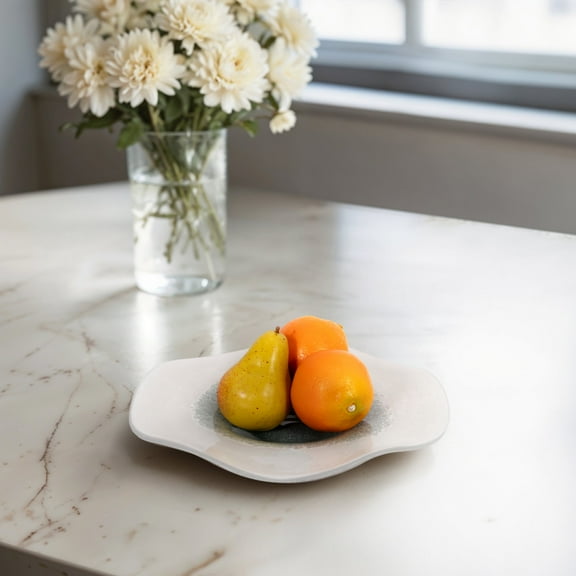 Decorative Bowl Glass Coastal Design for Home Office Bedroom or Living Room Decor - 2" Blue & White