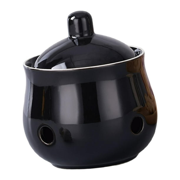 Contenedor de ajo, frasco de jengibre, ventilado para encimera, contenedor de jengibre, contenedor de cebolla Negro