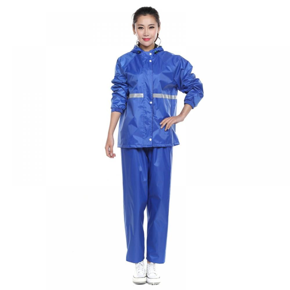 Adult Men Waterproof Reflective Rain Suit Jacket Trousers/Set Rain Coat PVC 