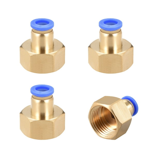 Empuje para Conectar Tubo Montaje Adaptador 8mm Tubo OD x G1/2" Hembra Recto Neumático Conector Conectar Tubería Acoplamiento 4 Piezas