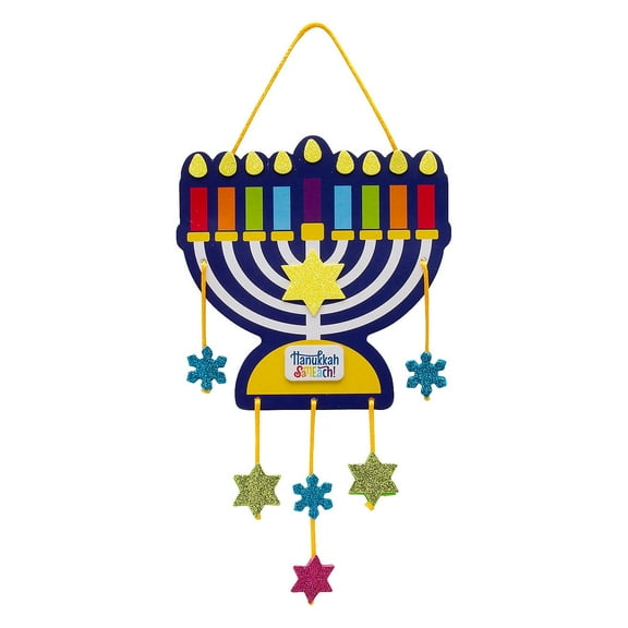 Fun Express 6" x 8 3/4" Bright Hanukkah Menorah Mobile Foam Craft Kit - Makes 12