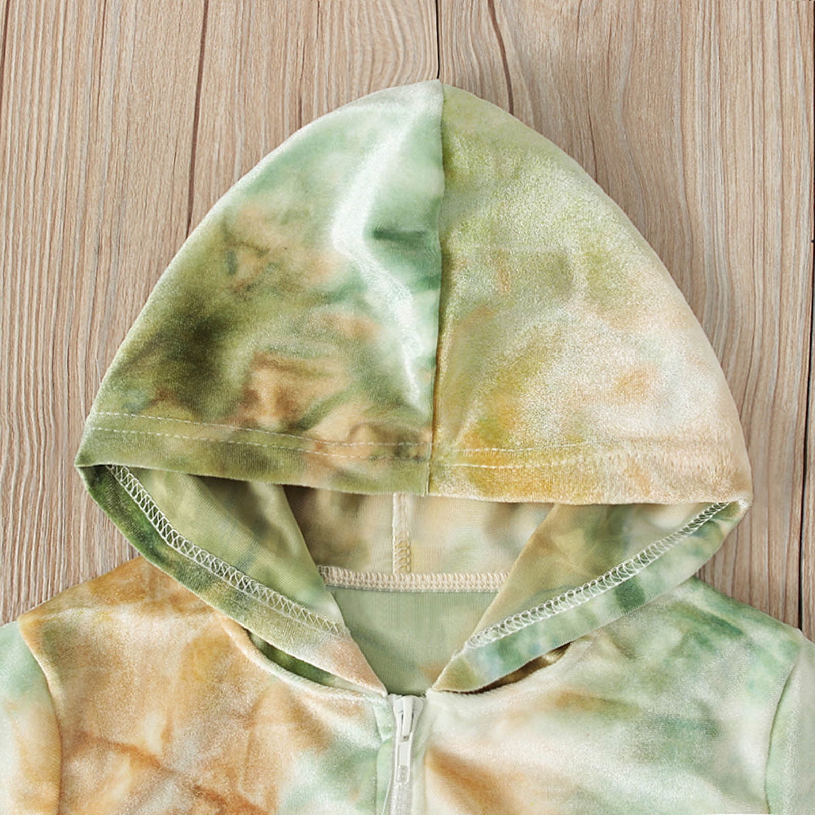 Activewear Polyester Spandex Fabric Toddler Girl Tie Dyed Breathable Hooded Jacket