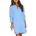 thumbnail image 1 of Kcodviy Robe Décontractée Unie pour Femme Robe à Manches Longues à Col Roulé avec Poche Robe pour Dames Robe d'Été Chemise Ourlet Fendu Robe Décontractée d'Été pour Femme Robe Ample Décontractée, 1 of 6