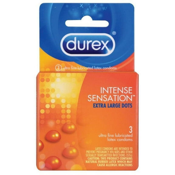 Durex Intense Sensation Ribbed Dots Ultra Thin Premium Latex Condoms 3 Count