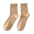 thumbnail image 3 of opolski 1 Pair Men Socks Mid-tube No Odor Solid Color High Elasticity Anti-slip Breathable Soft Warm Sweat-absorption Anti-shrink Sports Cotton Socks Khaki, 3 of 8