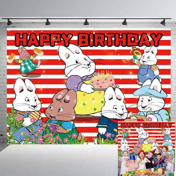 Max and Ruby Backdrop Banner Party Supplies Poster Movie Theme Background for Photography Kids Birthday Decorations