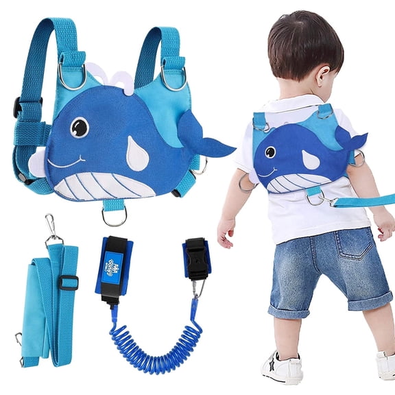 Toddler Leash for Walking, Baby Leashes for Toddlers 4-in-1, Kid Harness with Leash, Child Safety Leash Anti Lost Wrist Link (Whale)