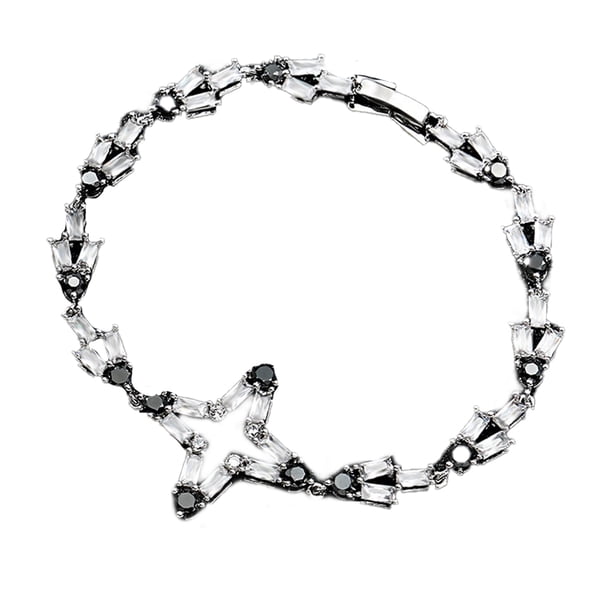 Guardurnaity Cadenas de estrella de cobre Brazalete de circón colorido Decoración de moda Decoraciones Novia Joyería Regalo de cumpleaños Joyas Ropa, zapatos y accesorios Miscelánea Negro Guardurnaity AP014489-02