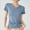 Blue, variant on Women's V-Neck T-Shirt, Short Sleeve Casual Top, Soft Polyester Solid Color Blouse for Everyday Wear