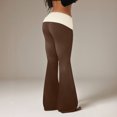 thumbnail image 4 of Women's Fold Over Waist Flare Pants High Waist Stretchy Bootcut Yoga Bell Bottom Trousers, S, 4 of 6