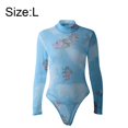 thumbnail image 2 of Women's Turtleneck Neck See Through Leotard Bodysuit Body, 2 of 5