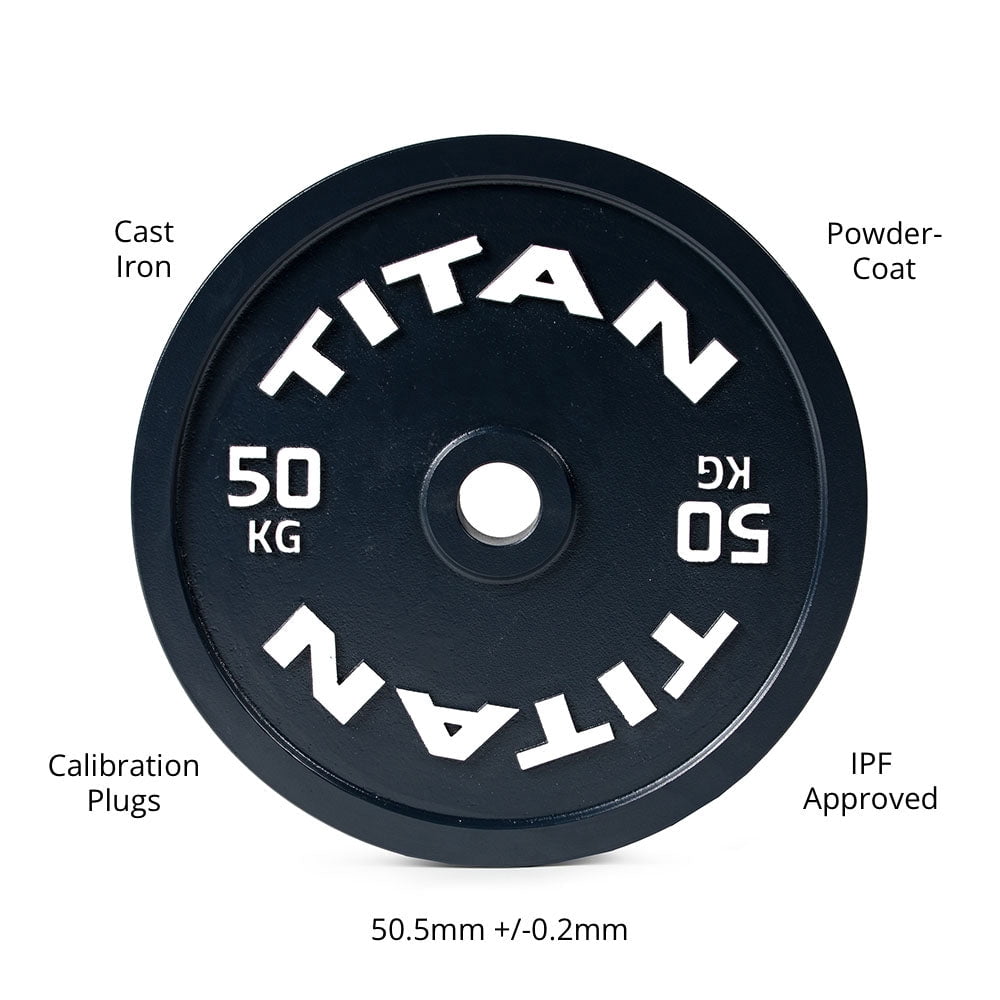 Titan Fitness 50 KG Olympic Calibrated Steel Powerlifting Plate, Machine Precision Steel Discs, Sold Individually