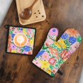 thumbnail image 5 of Pioneer Flower Kitchen Oven Mitt and Pot Holder Sets 2 Pcs for Baking, Cooking and Grilling, Heat Resistant Up To 392 °F, 5 of 7