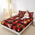 thumbnail image 4 of Feelyou Retro Western Christmas Bed Sheets, Cute Gingerbread Man King Sheets, Black Red Buffalo Sheet Set, Breathable Home Decor, 4pcs, 4 of 7