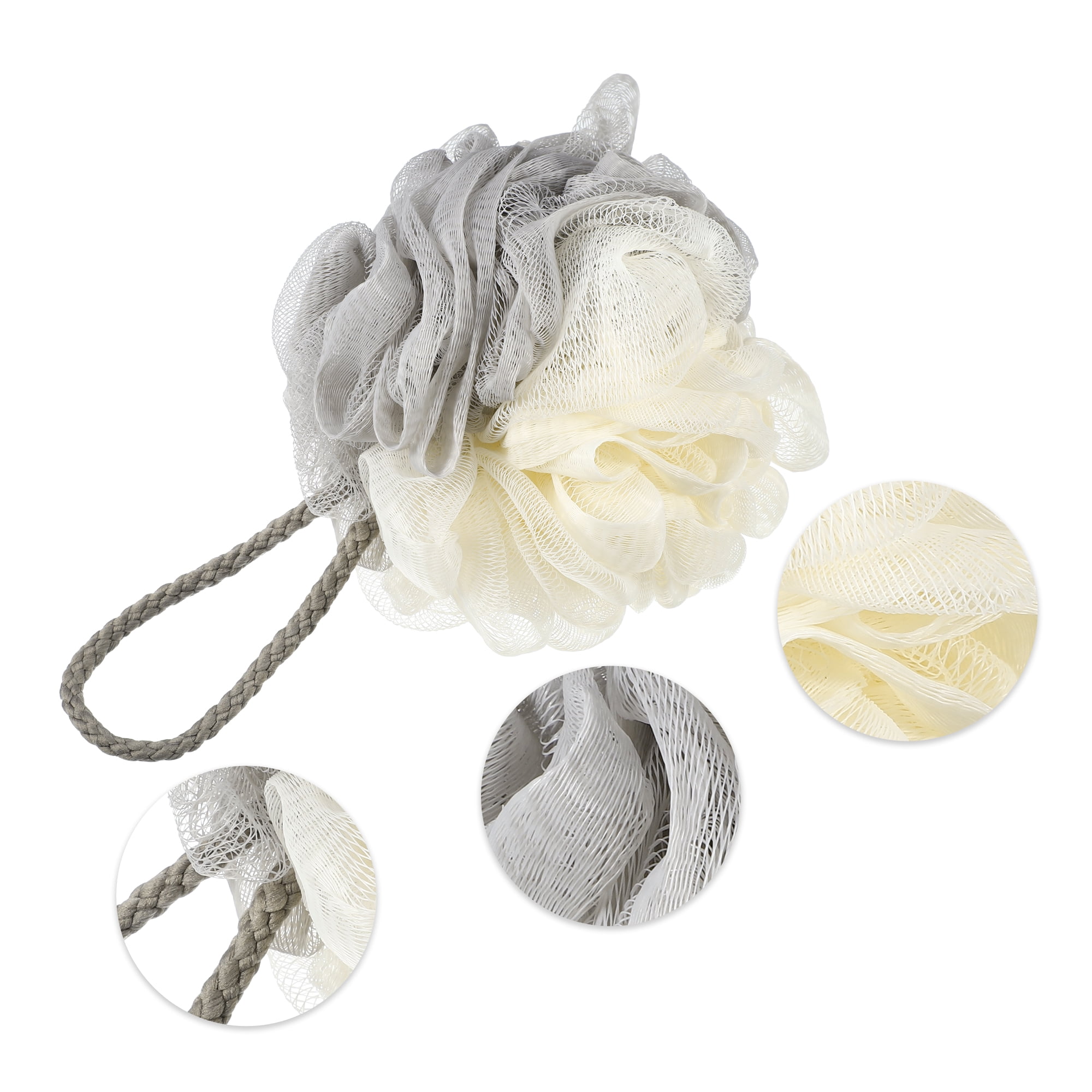 Unique Bargains Bath Shower Loofah Sponge Body Puffs 4.72"x5.12" 1 Pc Gray