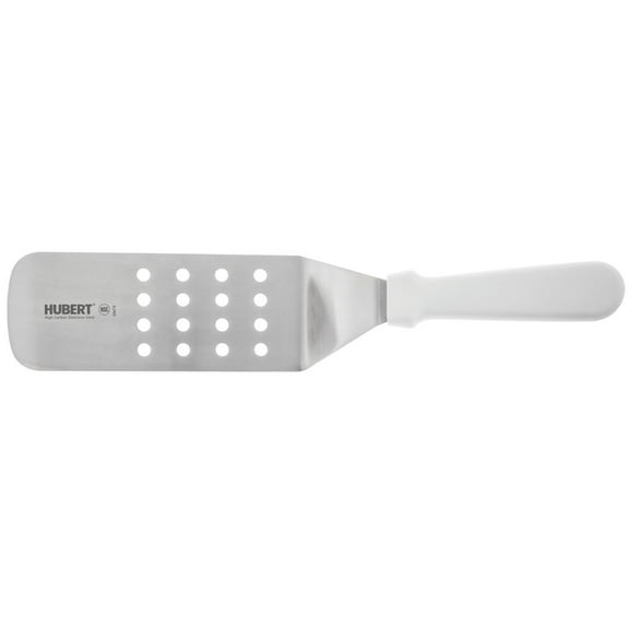 HUBERT® Perforated Food Turner Stainless Steel with White Polypropylene Handle - 8"L Blade