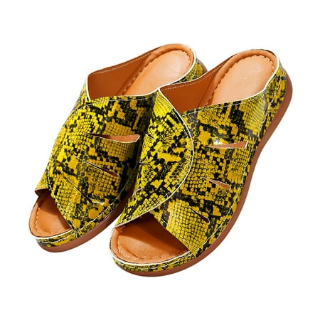 

Hvyesh Wedge Sandals for Women Summer: Platform Dressy Womens Low Heel Slides Wedges Sandal Trendy Print Slip-On Sandals Slippers