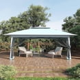 thumbnail image 1 of Bingirl Gazebo Instantané 13 X 13 Pi / Moustiquaire, Hauteur Réglable, Double Toit, Résistant aux UV (Bleu Pâle + Gris Pâle), 1 of 9