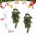 thumbnail image 2 of KOYPTL 2 Pcs Christmas Artificial Hanging Plants Decorations Outdoor 27 Inch Pine Branches with Cones and Bow Greenery Fake Garland for Front Door Window Indoor Xmas Home Decor, 2 of 7