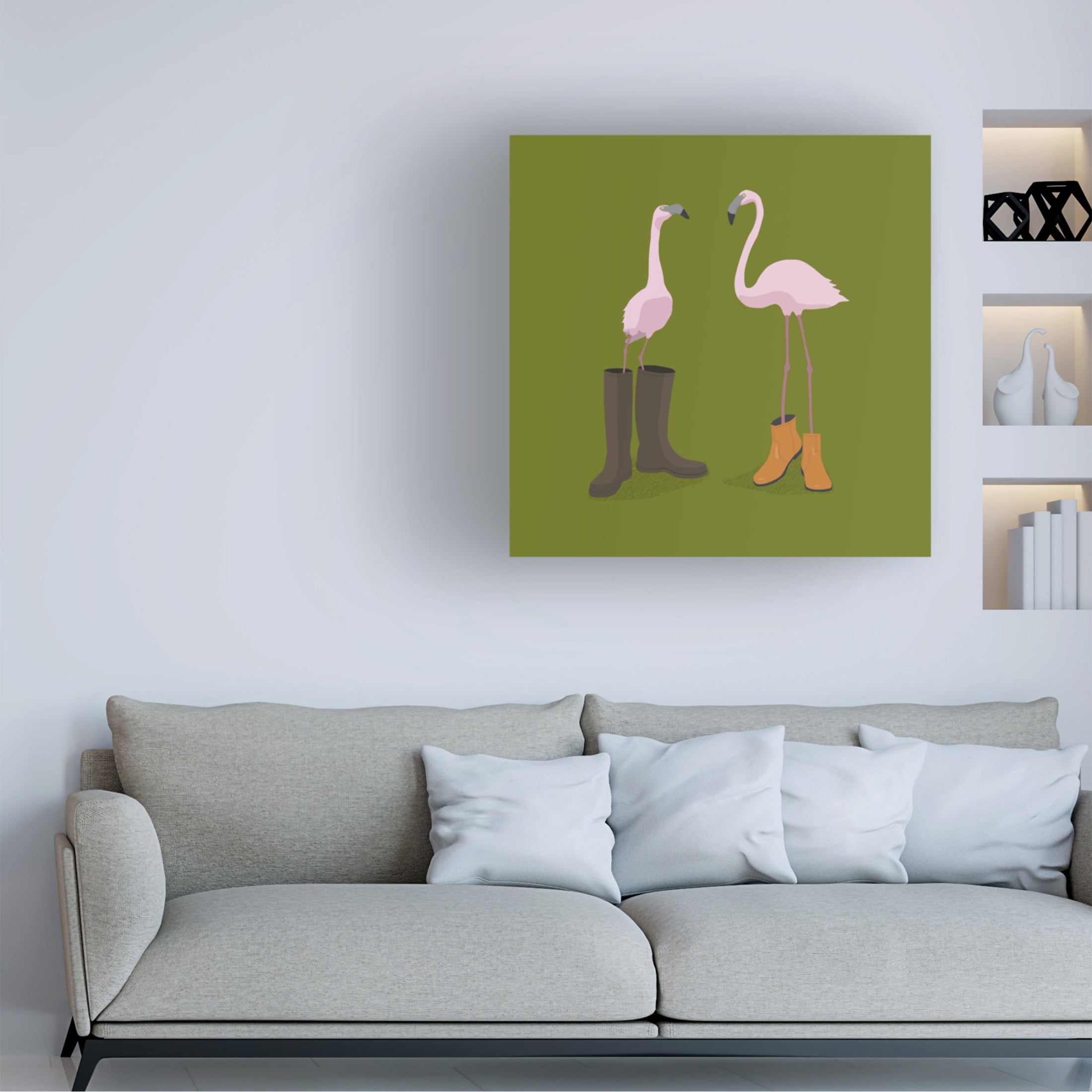 Trademark Fine Art Florent Bodart  Fashion Flamingos Canvas Wall Art
