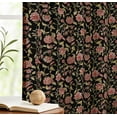 thumbnail image 5 of Vargottam 84 Inch Rod Pocket/Back Tab Cotton Curtains for Windows and Doors- Light Filtering Cotton- Light Filtering Drapes For Doors- Set of 2 Panels, 52"x84"- Botanical Flowers Print (Black), 5 of 8