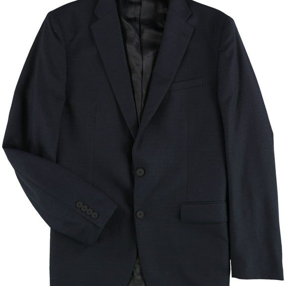 Calvin Klein Mens Wool Blend Two Button Blazer Jacket, Black, 46 Long