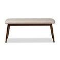 thumbnail image 3 of Baxton Studio Flora Mid-Century Modern Light Grey Fabric Upholstered Walnut Finished Wood Dining Bench, 3 of 8