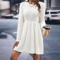 thumbnail image 3 of Vestido tipo babydoll de color liso para mujer, ropa popular de otoño e invierno, 3 of 6