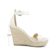 thumbnail image 2 of BLISSFUL STEP Women's Wedge Sandal Ankle Buckle Strap High Heel Open Toe Sandals White (Size 5.5), 2 of 8
