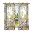 thumbnail image 6 of Yayeee Window Curtains Light Filtering 63"x42" Grommet Panel Pair Home Living Room Decor, Pink Floral Wave, 6 of 7