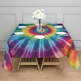thumbnail image 3 of Colorful Tie Dye Mandala Pattern Square Tablecloth,Waterproof Square Table Cover,Wipeable Spillproof Washable Table Cover for Home Kitchen Party Decor 60"x60"(152x152cm), 3 of 6