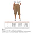 thumbnail image 3 of Las mujeres recortadas pantalones hebilla enrollar dobladillo cintura elástica bolsillos laterales color puro casual pantalones sueltos, 3 of 6