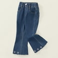 thumbnail image 4 of Qingpeng Girls Elastic High Waisted Bell Bottom Jeans Kids Embroidery Print Flare Leg Denim Pants, 4 of 9